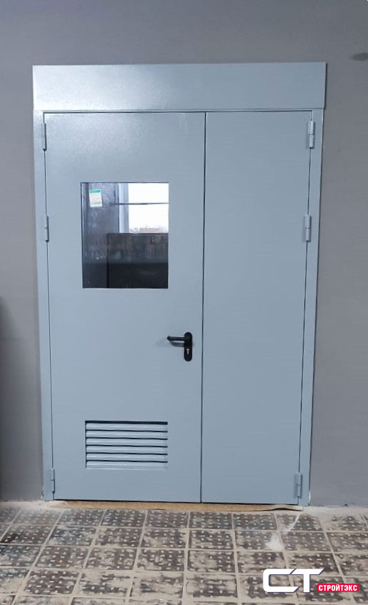 Дверь двупольная металлическая с вентиляционной решеткой