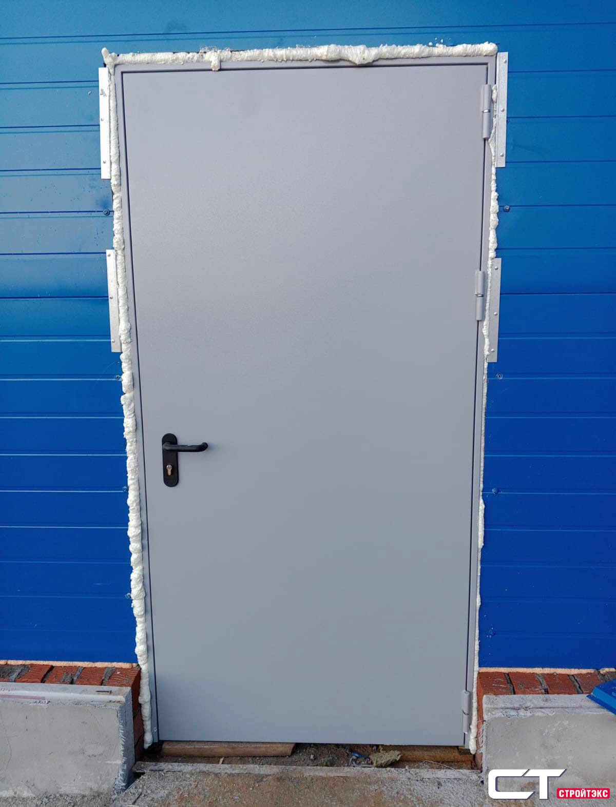 Дверь противопожарная металлическая EIS60 Антипаника и накладкой из алюминия однопольная